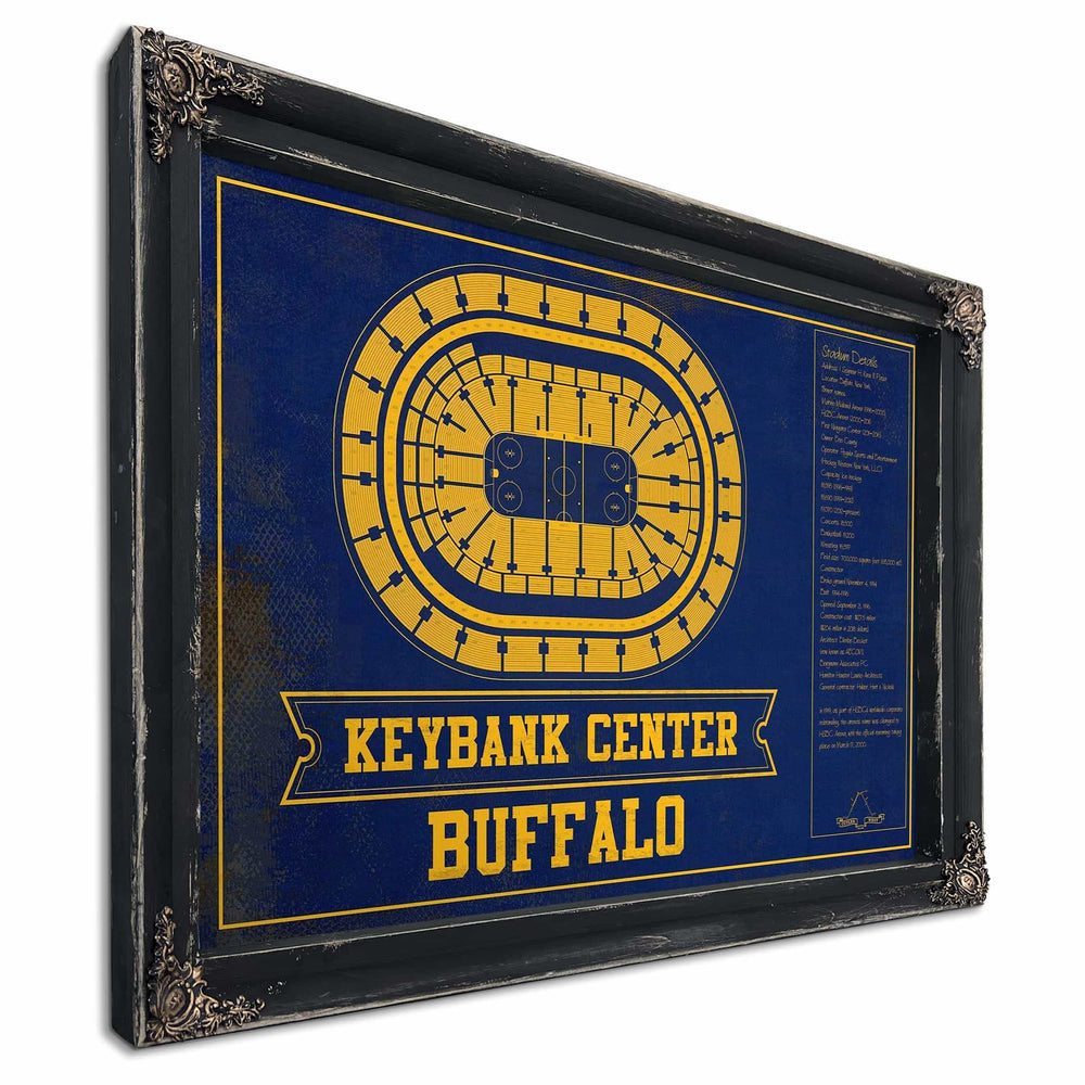 Buffalo Sabres Team Colors - KeyBank Center Vintage Hockey Blueprint NHL Print