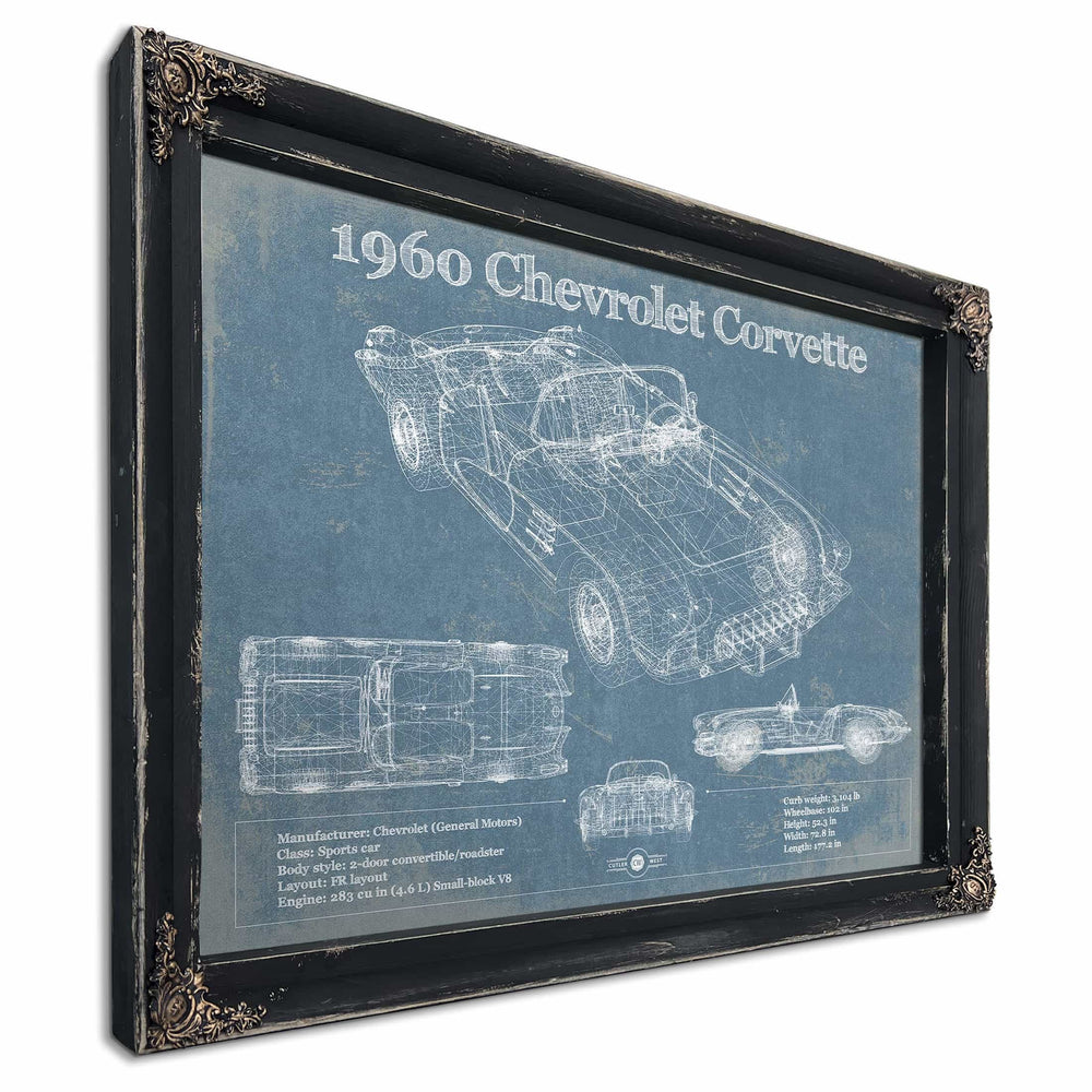 1960 Chevrolet Corvette C1 Blueprint Vintage Auto Print