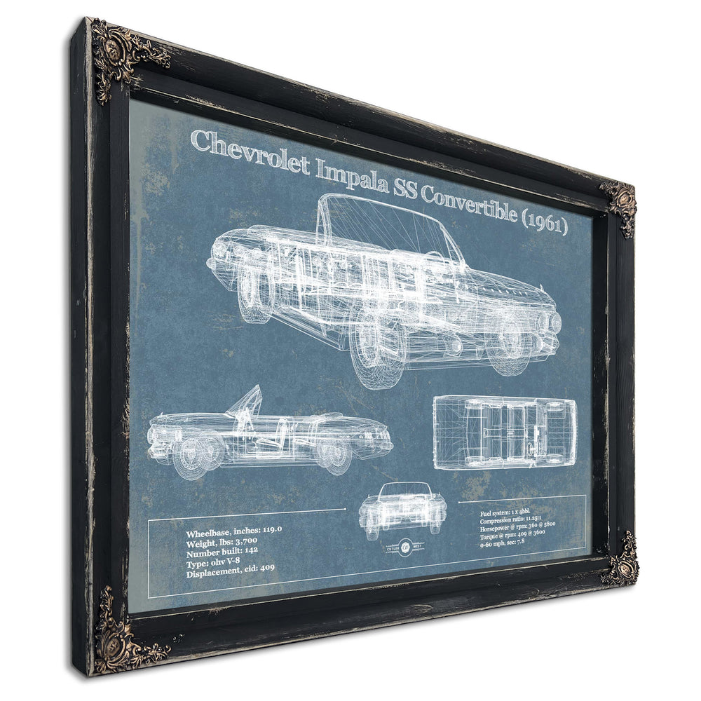 Chevrolet Impala SS Convertible (1961) Blueprint Vintage Auto Print
