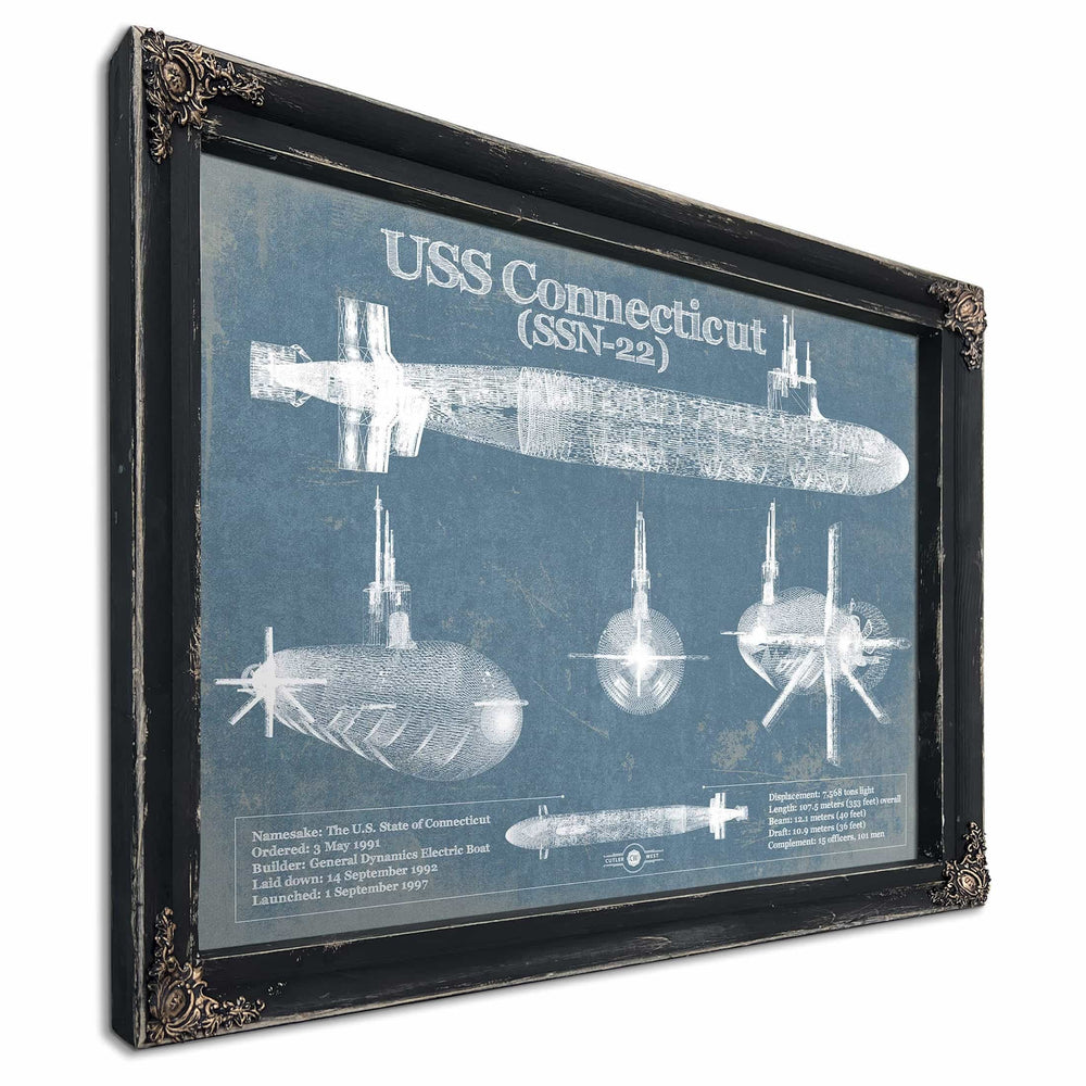 USS Connecticut (SSN-22) Blueprint Original Military Wall Art
