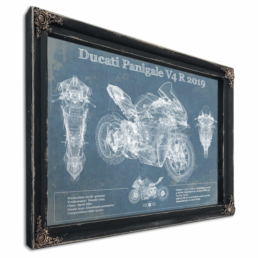 Ducati Panigale V4 R 2019 Vintage Blueprint Motorcycle Patent Print