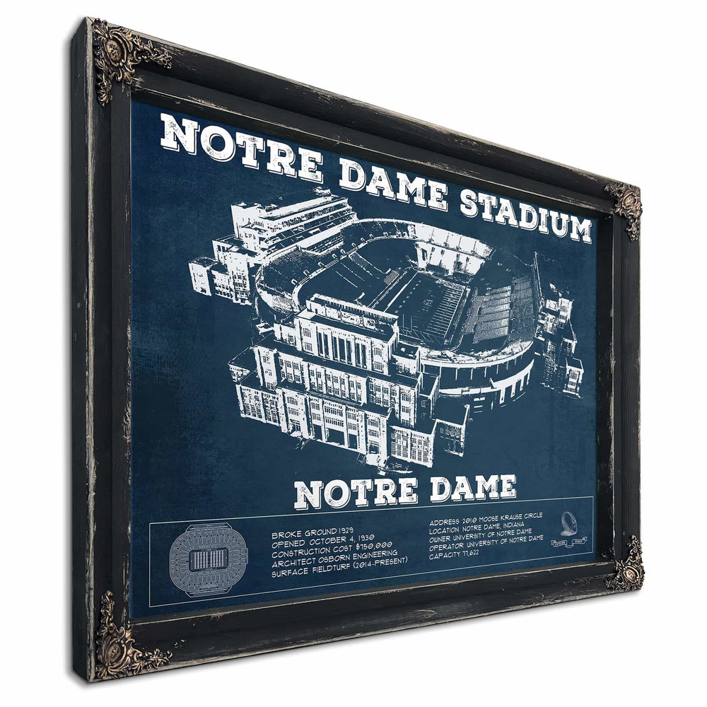Notre Dame Stadium Vintage Art Blueprint
