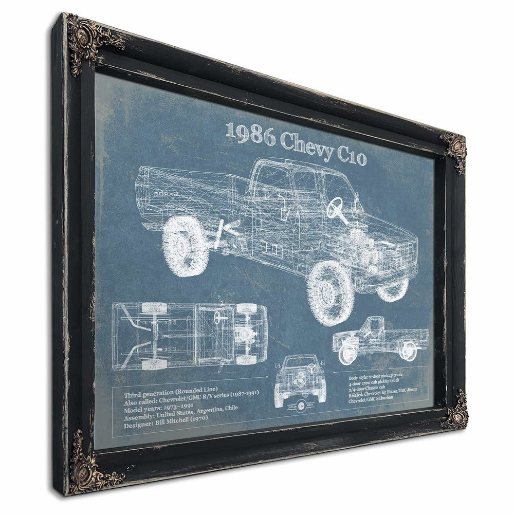 1986 Chevy C10 Vintage Blueprint Auto Print