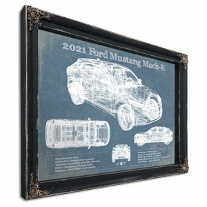 2021 Ford Mustang Mach-E SUV Blueprint Vintage Auto Print