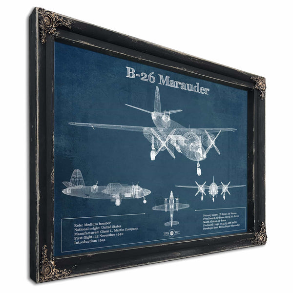 Martin B-26 Marauder - Medium Bomber Vintage Aviation Blueprint Print