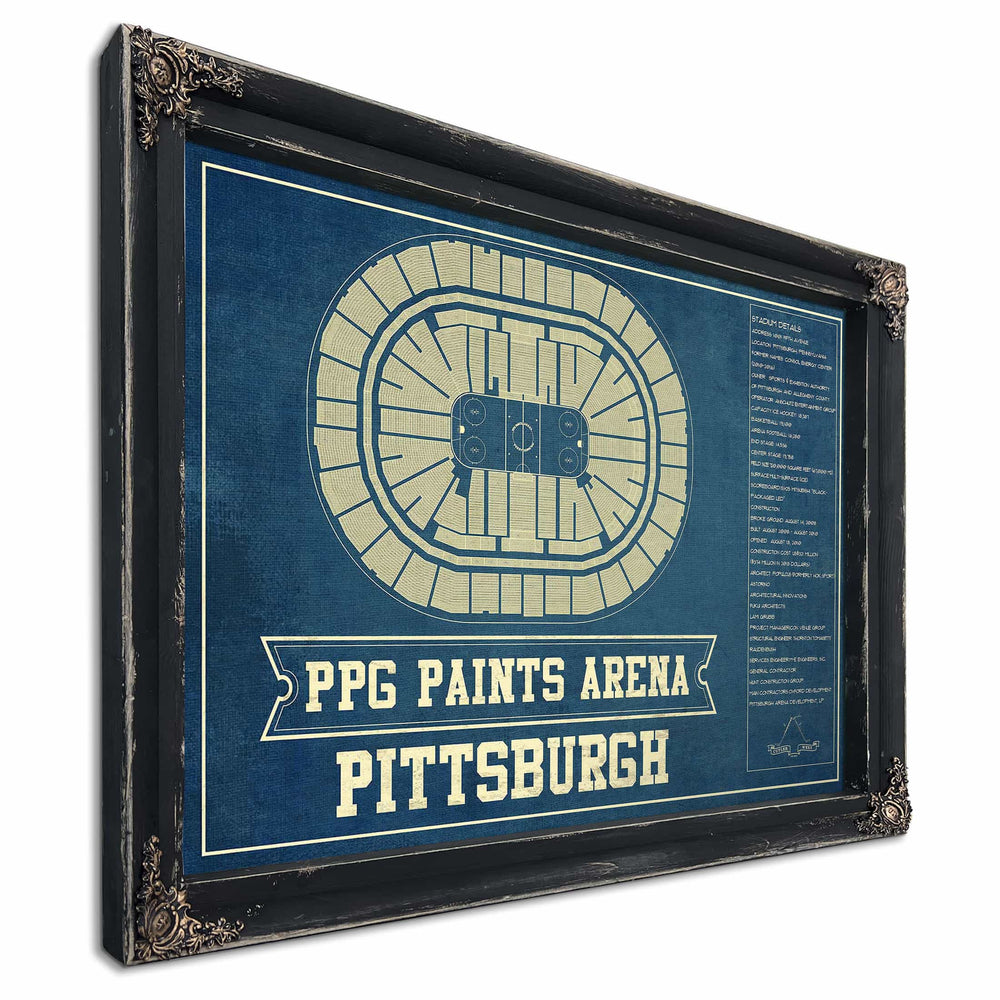 Pittsburgh Penguins PPG Paints Arena Seating Chart - Vintage Hockey Team Color Print