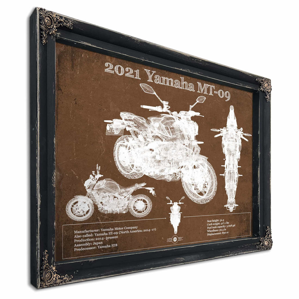 2021 Yamaha Mt 09 Vintage Blueprint Auto Print