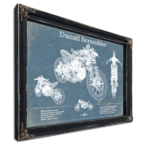 Ducati Scrambler Vintage Blueprint Motorcycle Patent Print