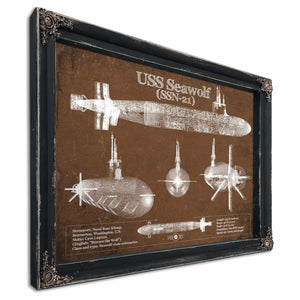 USS Seawolf (SSN-21) Blueprint Original Military Wall Art - Customizable