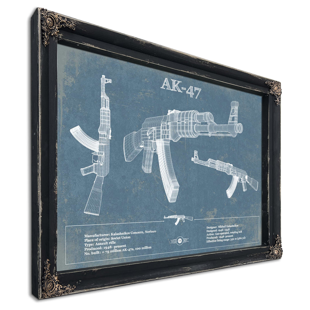 AK-47 Blueprint Vintage Gun Print