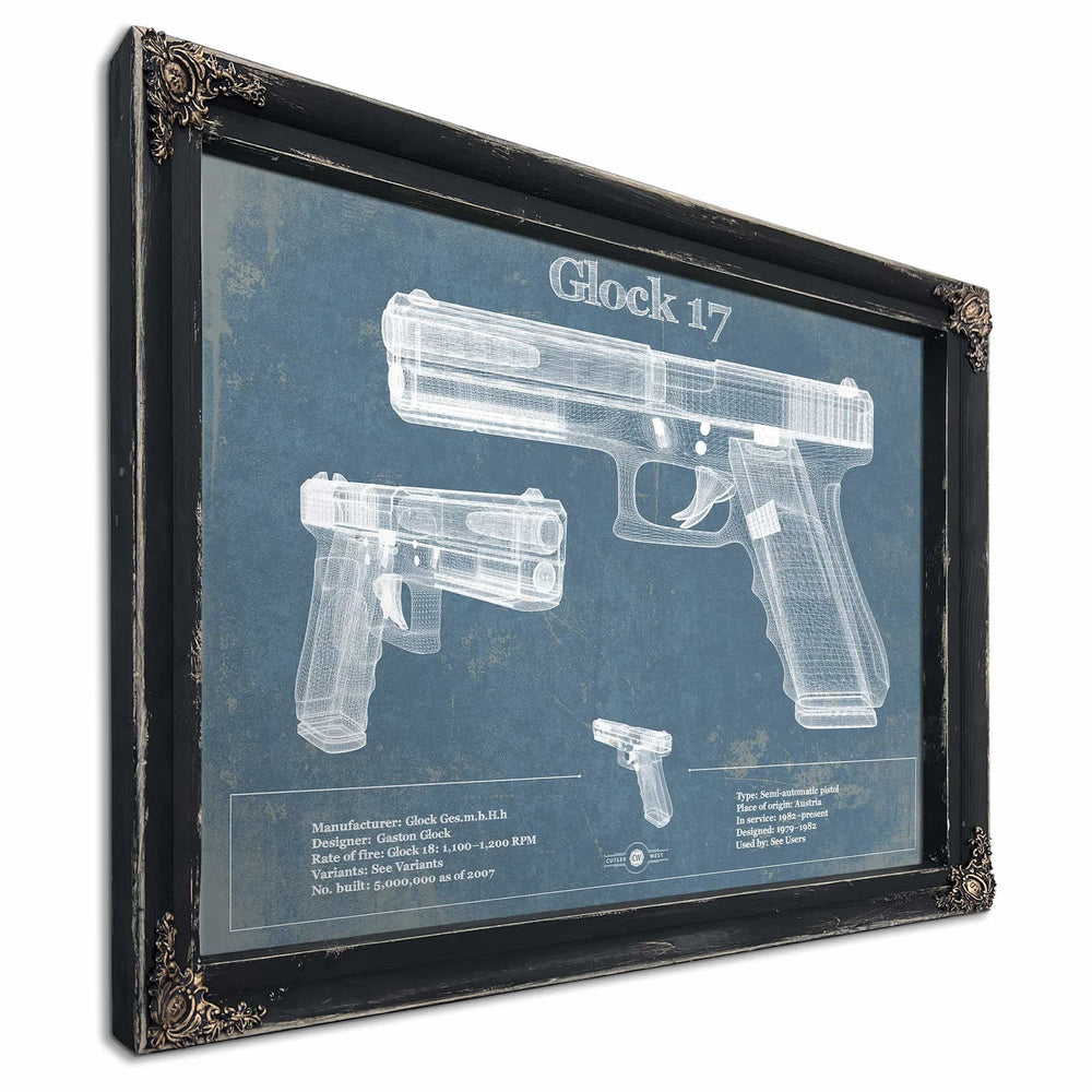 Glock 17 Blueprint Vintage Gun Print