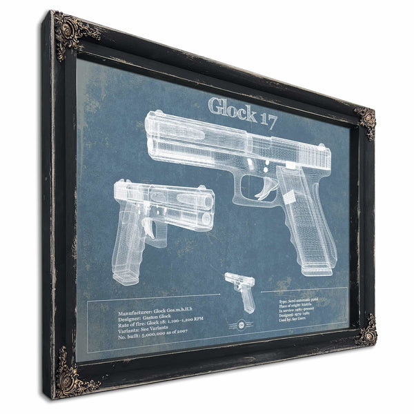 Glock 17 Blueprint Vintage Gun Print
