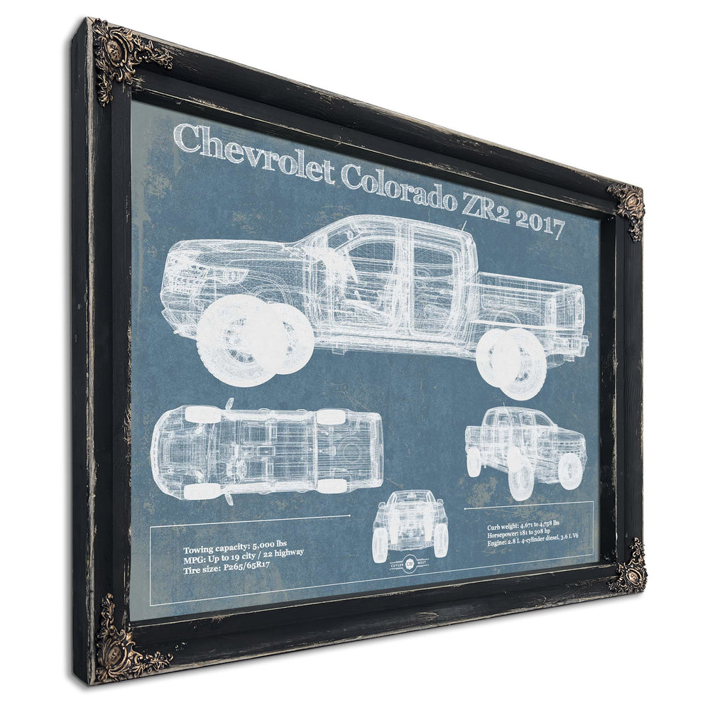 Chevrolet Colorado ZR2 2017 Vintage Blueprint Truck Print