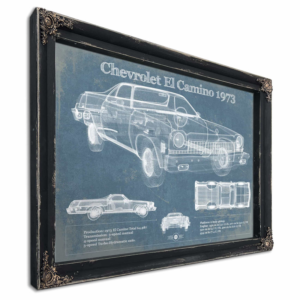 Chevrolet El Camino 1973 Vintage Blueprint Auto Print