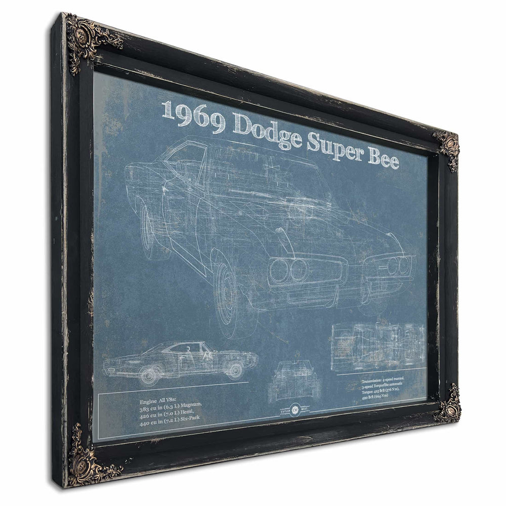 1969 Dodge Super Bee Blueprint Vintage Auto Print