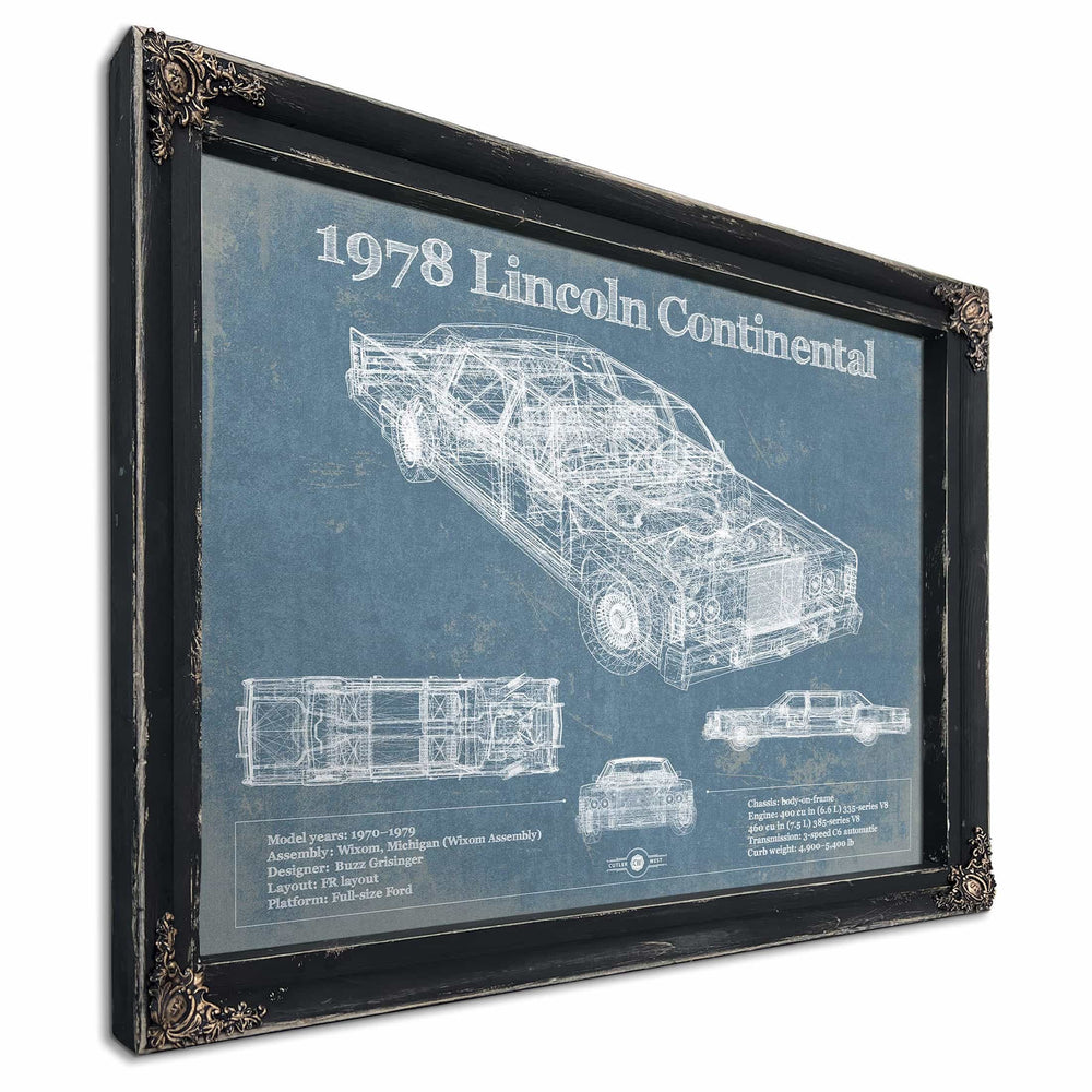1978 Lincoln Continental Vintage Blueprint Auto Print
