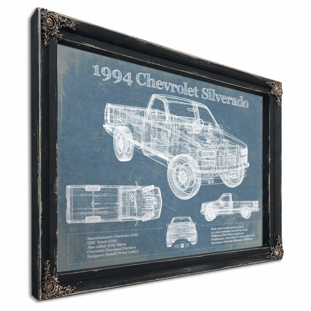 1994 Chevrolet Silverado 1500 Vintage Blueprint Auto Print
