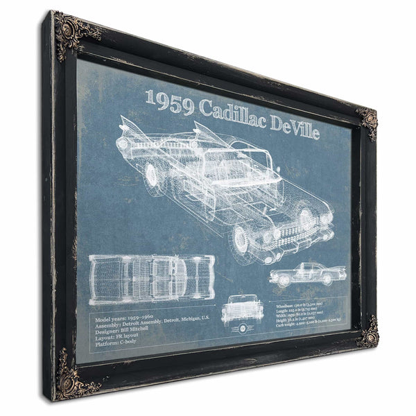 1959 Cadillac Coupe de Ville Blueprint Vintage Auto Print