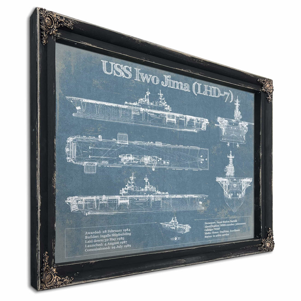 USS Iwo Jima (LHD-7) (USS Iwo Jima) Blueprint Original Military Wall Art - Customizable