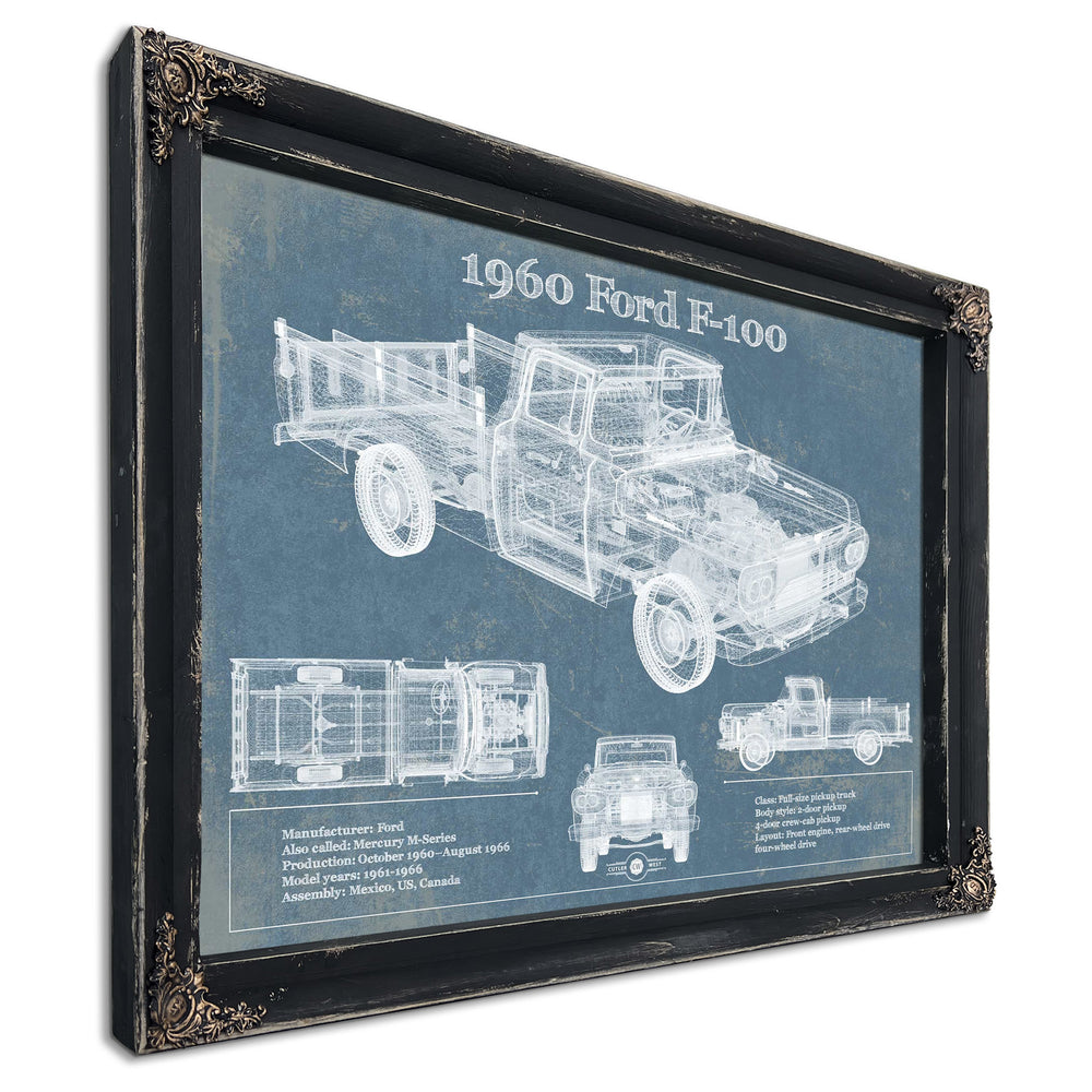 1960 Ford F-100 Blueprint Vintage Auto Print