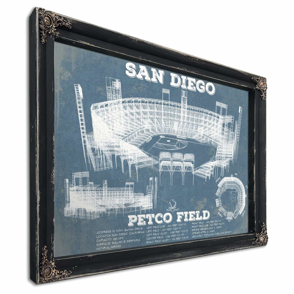 San Diego Padres - Petco Park Vintage Stadium Blueprint Baseball Print