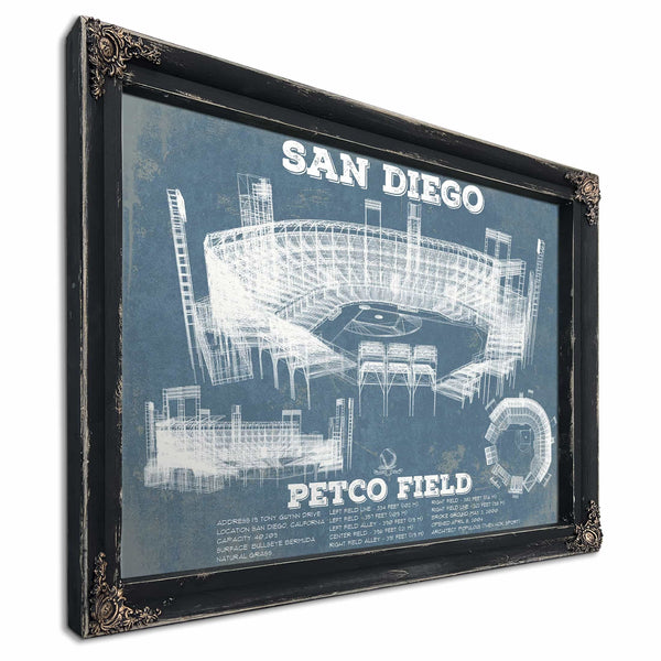 San Diego Padres - Petco Park Vintage Stadium Blueprint Baseball Print
