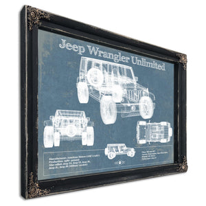 Jeep Wrangler Unlimited Vintage Blueprint Auto Print