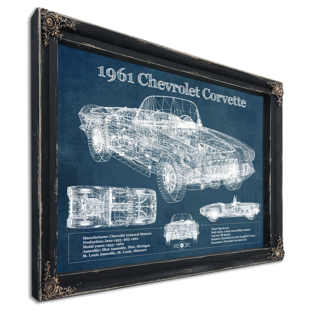 1961 Chevrolet Corvette C1 Blueprint Vintage Auto Print