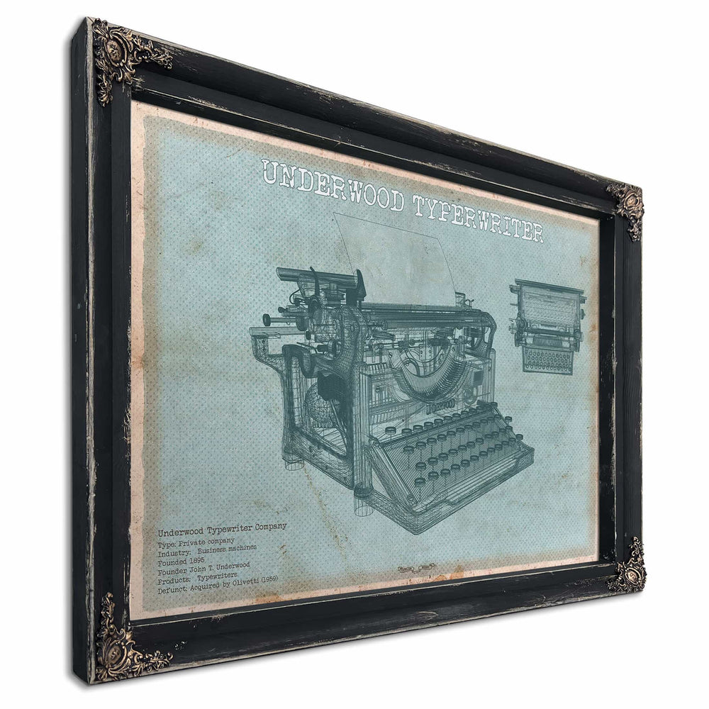 Underwood Typewriter - Vintage Writer Gift Blue Print