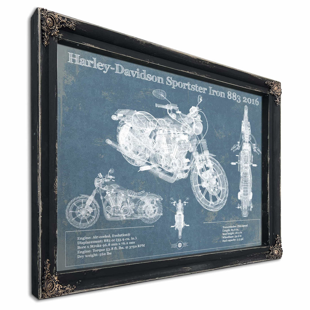 Harley-Davidson Sportster Iron 883 2016 Blueprint Motorcycle Patent Print