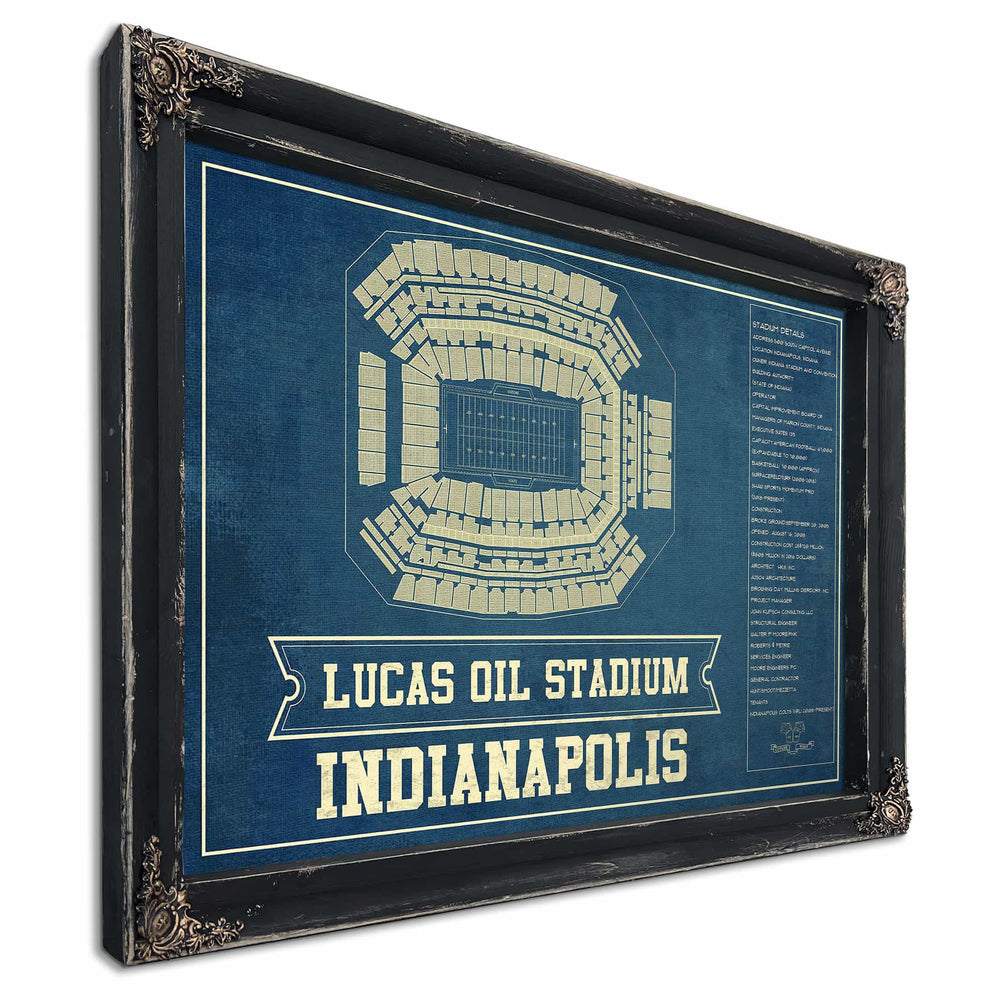 Indianapolis Colts Lucas Oil Stadium Blueprint - Vintage Football Print