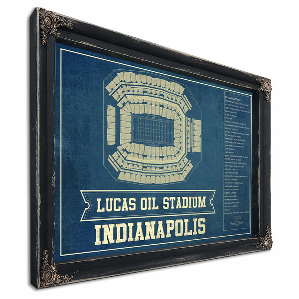 Indianapolis Colts Lucas Oil Stadium Blueprint - Vintage Football Print
