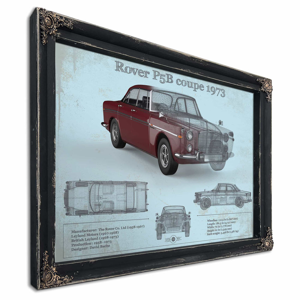 Rover P5b Coupe 1973 Vintage Blueprint Auto Print
