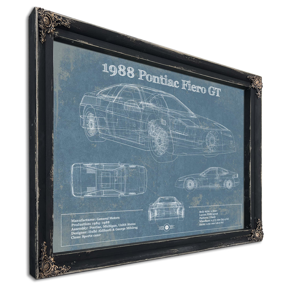 1988 Pontiac Fiero GT Vintage Blueprint Auto Print