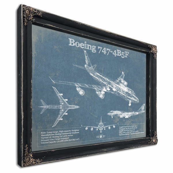 Boeing 747-4B5F Vintage Aviation Blueprint Print - Custom Pilot Name Can Be Added