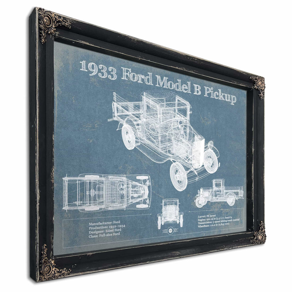 1933 Ford Model B Pickup Vintage Blueprint Auto Print