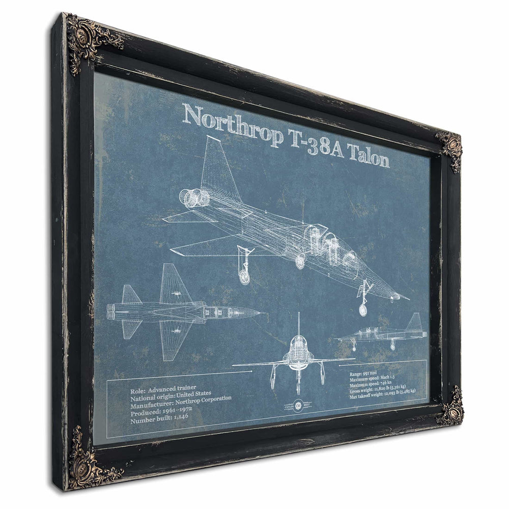 Northrop T-38A Talon Patent Blueprint Original Military Wall Art