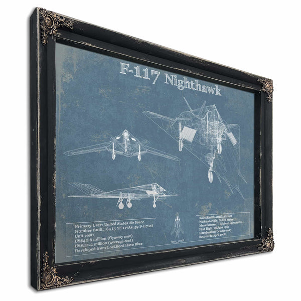 F-117 Nighthawk Military Aircraft Patent - Blueprint Military Wall Art