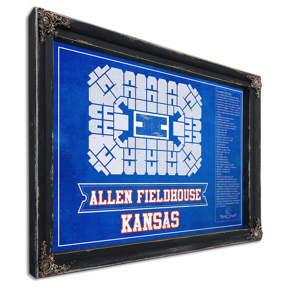 Kansas Jayhawks - Allen Fieldhouse Seating Chart - College Basketball Blueprint Team Color Art