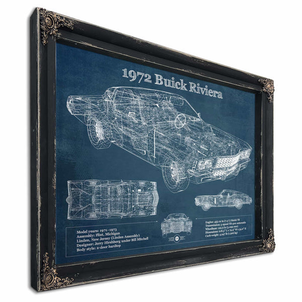 1972 Buick Riviera Boattail Vintage Blueprint Auto Print