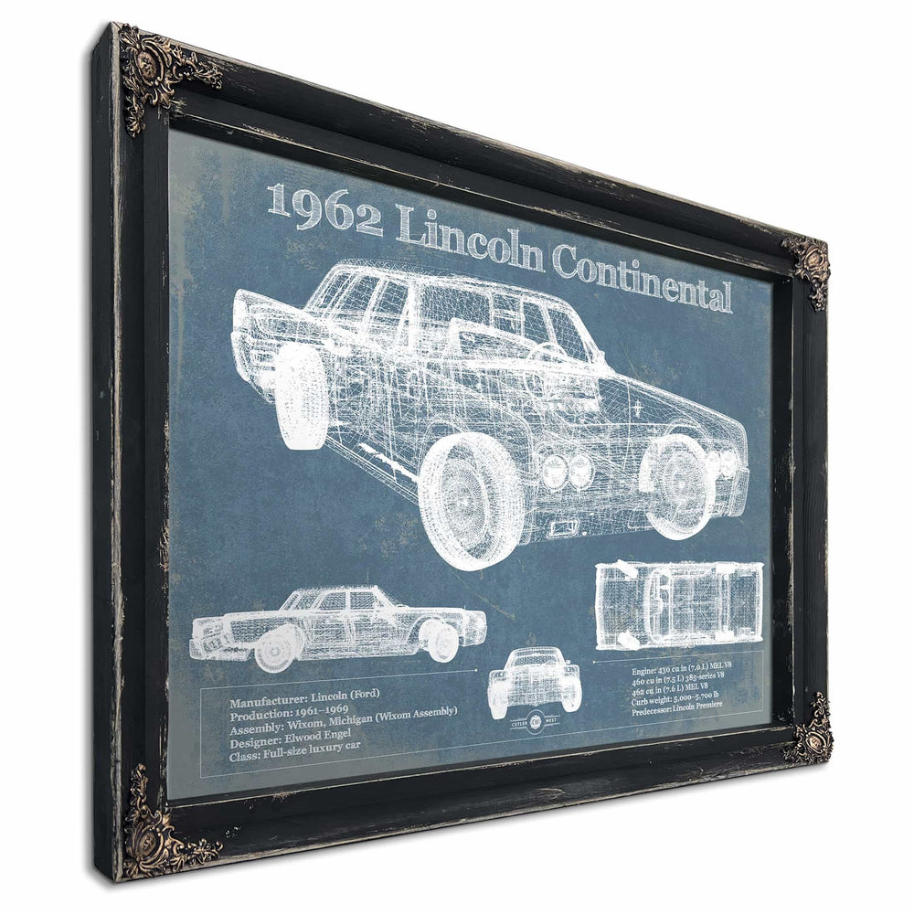 1962 Lincoln Continental Sedan Vintage Blueprint Auto Print