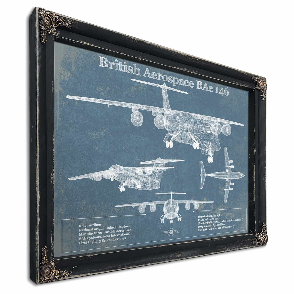 British Aerospace BAe 146 / Avro RJ Vintage Aviation Blueprint Print