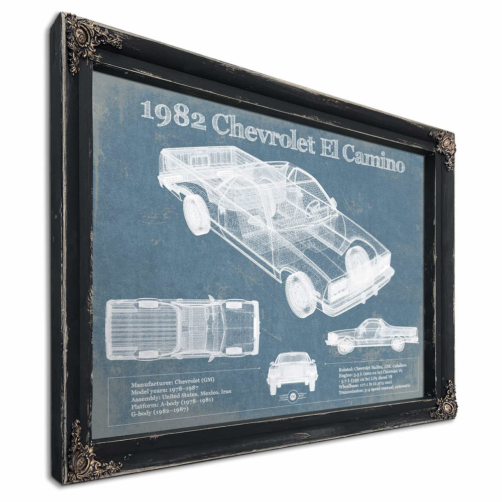 1982 Chevrolet El Camino Vintage Blueprint Auto Print