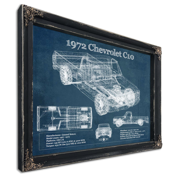 1972 Chevrolet C10 Vintage Blueprint Auto Print