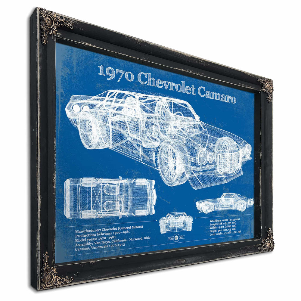 1970 Chevrolet Split Bumper Camaro Blueprint Vintage Auto Patent Print