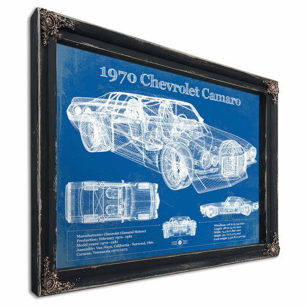 1970 Chevrolet Split Bumper Camaro Blueprint Vintage Auto Patent Print