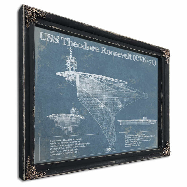 USS Theodore Roosevelt Aircraft Carrier Blueprint Original Military Wall Art