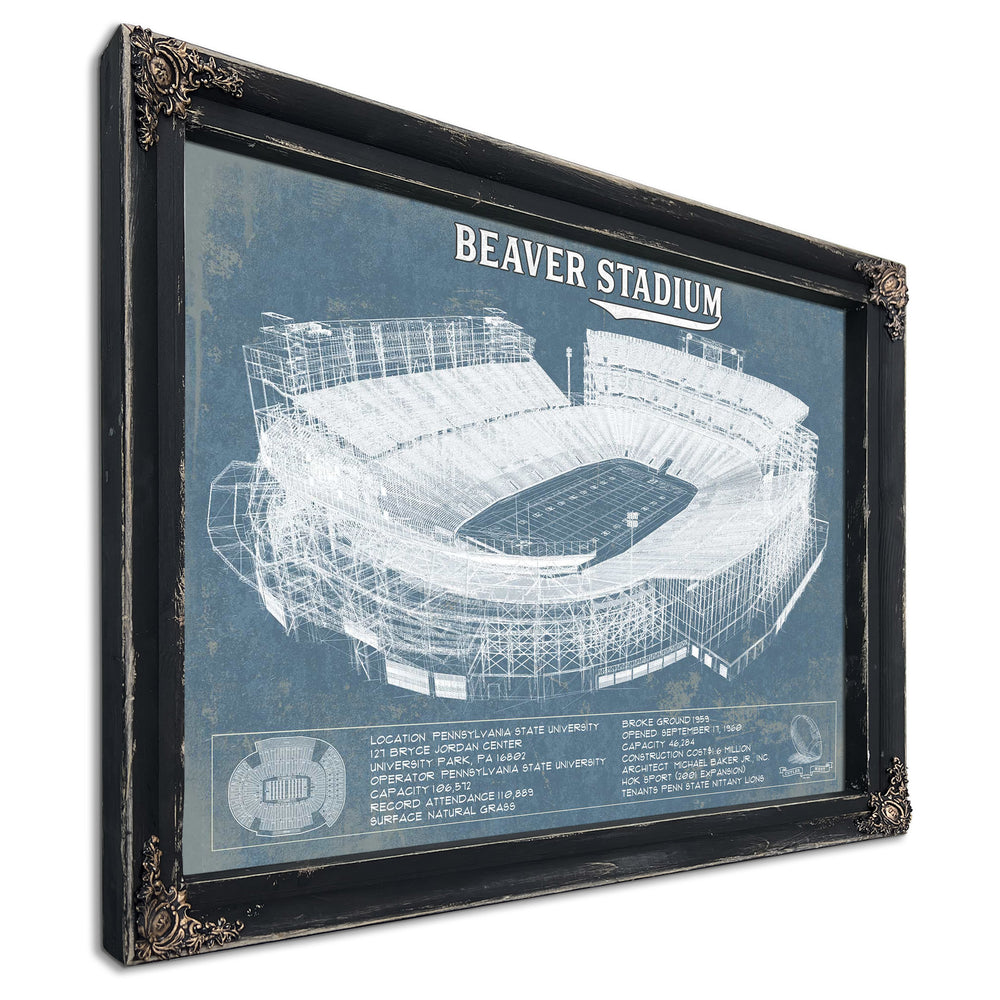 Penn State Nittany Lions - Beaver Stadium Vintage Blueprint Wall Art