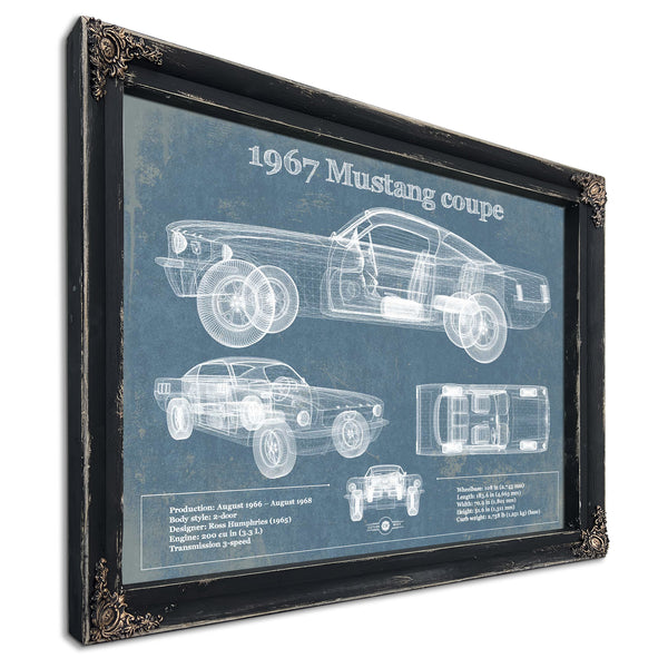 1967 Mustang coupe Blueprint Vintage Auto Print