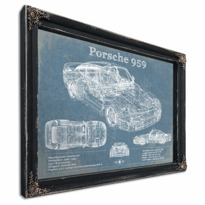 Porsche 959 Vintage Blueprint Auto Print